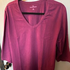 Woman Within Pre-Owned Plum Three Quarter Sleeve Top Size 2X